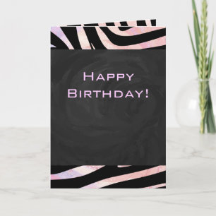 Zebra Black and Pink Monogram Card