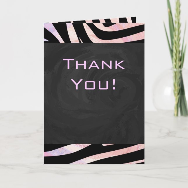 Zebra Black and Pink Monogram Card (Front)