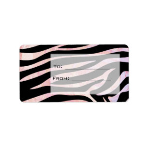 Zebra Black and Pink Monogram Label