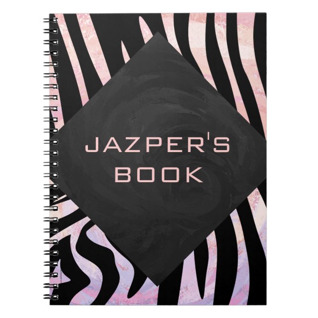 Zebra Black and Pink Monogram Notebook (Front)