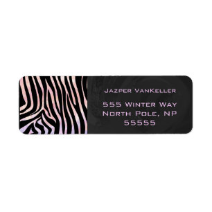 Zebra Black and Pink Monogram Return Address Label