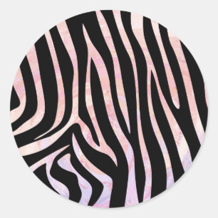 Zebra Black and Pink Print Classic Round Sticker