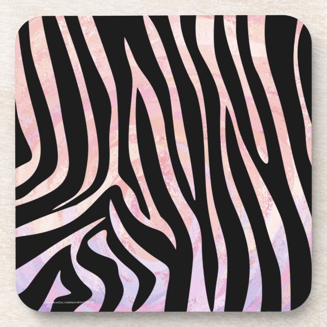 Zebra Black and Pink Print Coaster (Front)