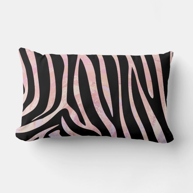 Zebra Black and Pink Print Lumbar Cushion (Front)
