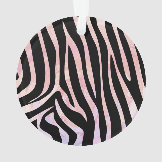 Zebra Black and Pink Print Ornament (Back)