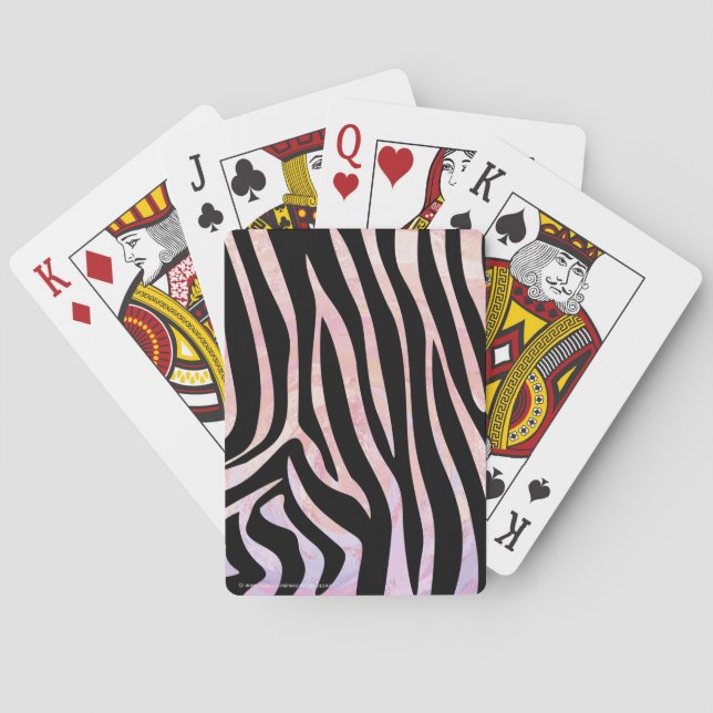 Zebra Black and Pink Print Playing Cards (Back)