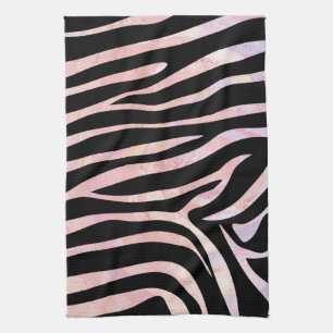 Zebra Black and Pink Print Tea Towel