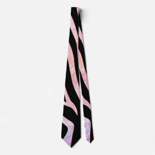 Zebra Black and Pink Print Tie