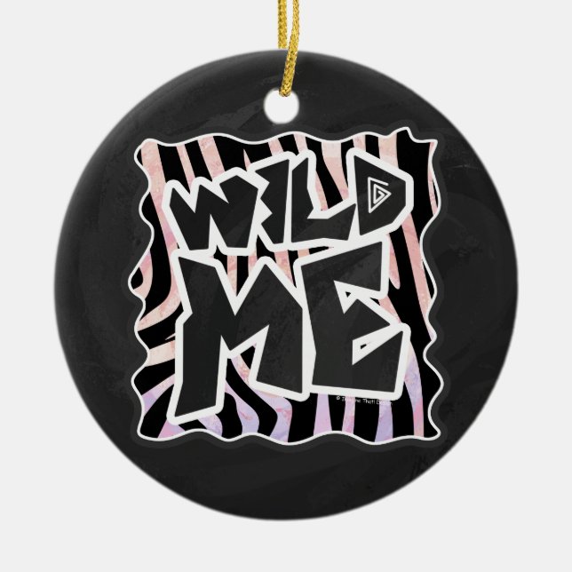 Zebra Black and Pink Wild me Ceramic Ornament (Front)