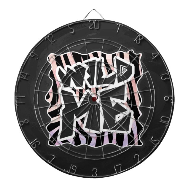Zebra Black and Pink Wild me Dartboard (Front)