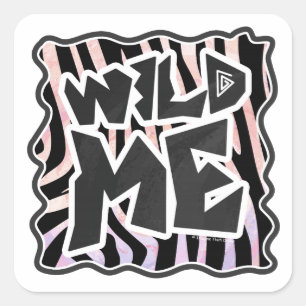 Zebra Black and Pink Wild me Square Sticker