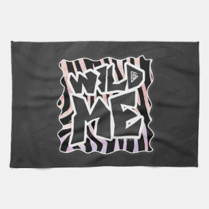 Zebra Black and Pink Wild me Tea Towel