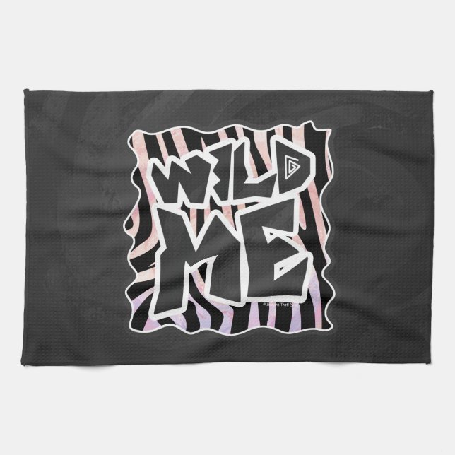 Zebra Black and Pink Wild me Tea Towel (Horizontal)