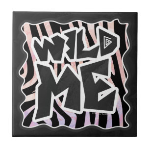 Zebra Black and Pink Wild me Tile