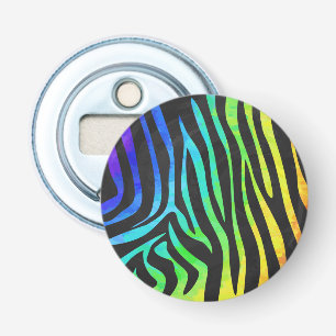 Zebra Black and Rainbow Print Bottle Opener