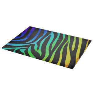 Zebra Black and Rainbow Print Cutting Board