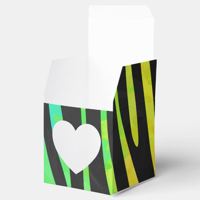 Zebra Black and Rainbow Print Favour Box (Opened)