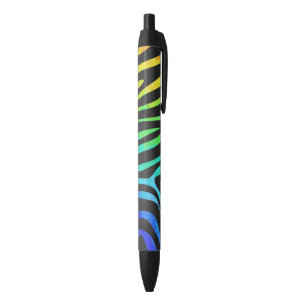 Zebra Black and Rainbow Print Ink Pen