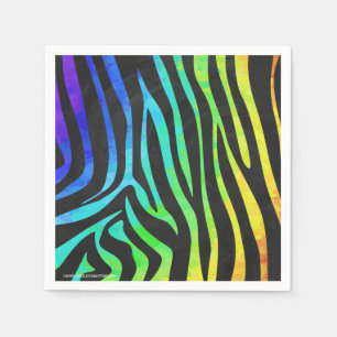 Zebra Black and Rainbow Print Napkin