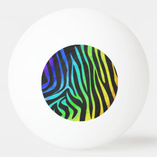 Zebra Black and Rainbow Print Ping Pong Ball