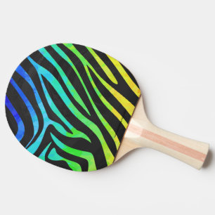 Zebra Black and Rainbow Print Ping Pong Paddle