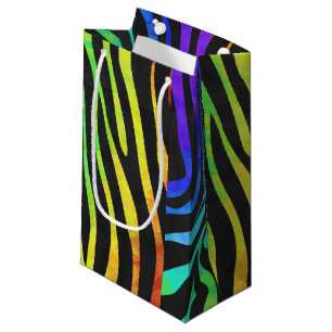 Zebra Black and Rainbow Print Small Gift Bag