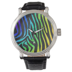 Zebra Black and Rainbow Print Watch