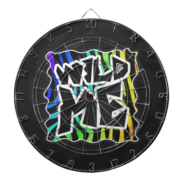 Zebra Black and Rainbow Wild Me Dartboard (Front)