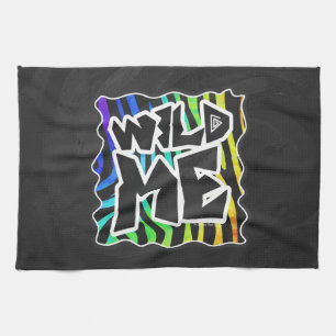 Zebra Black and Rainbow Wild Me Tea Towel