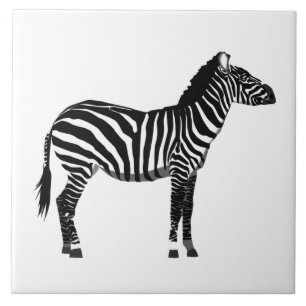 Zebra - Black and White Ceramic Tile