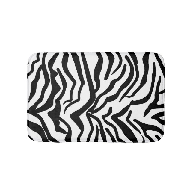Zebra Black And White Hide Fur Pattern Bath Mat (Front)
