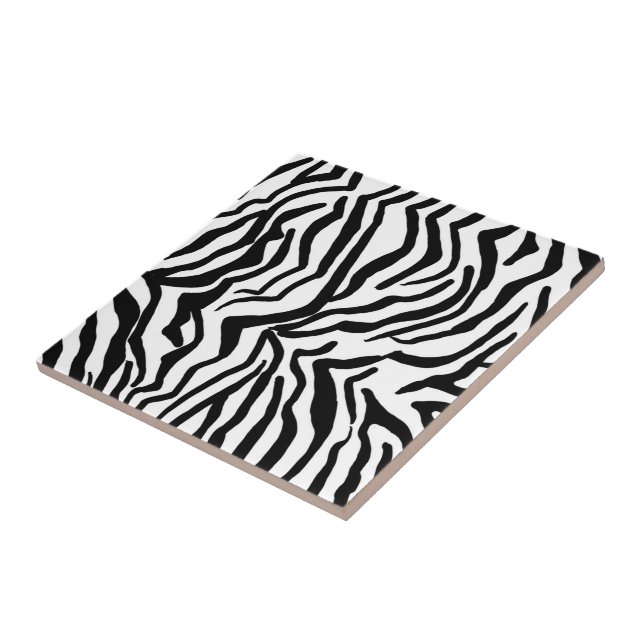 Zebra Black And White Hide Fur Pattern Ceramic Tile (Side)