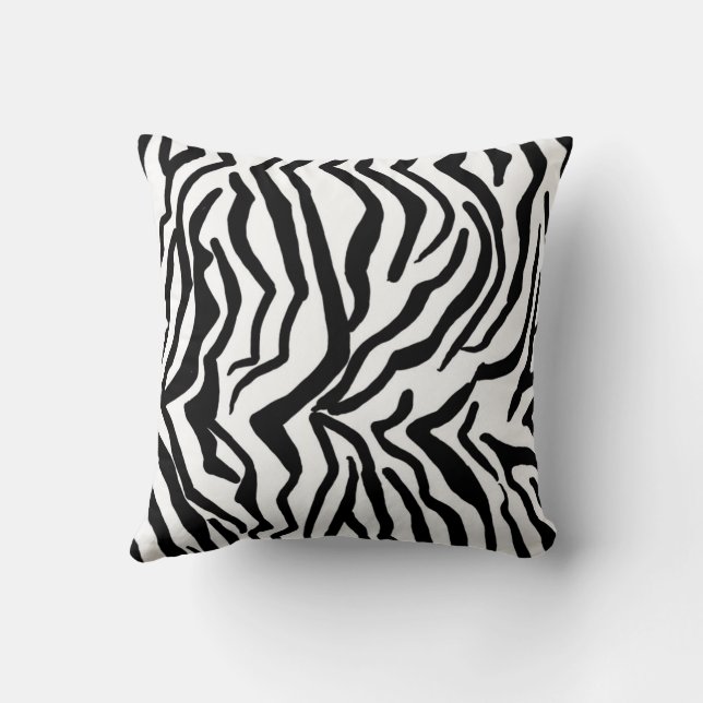 Zebra Black And White Hide Fur Pattern Cushion (Back)