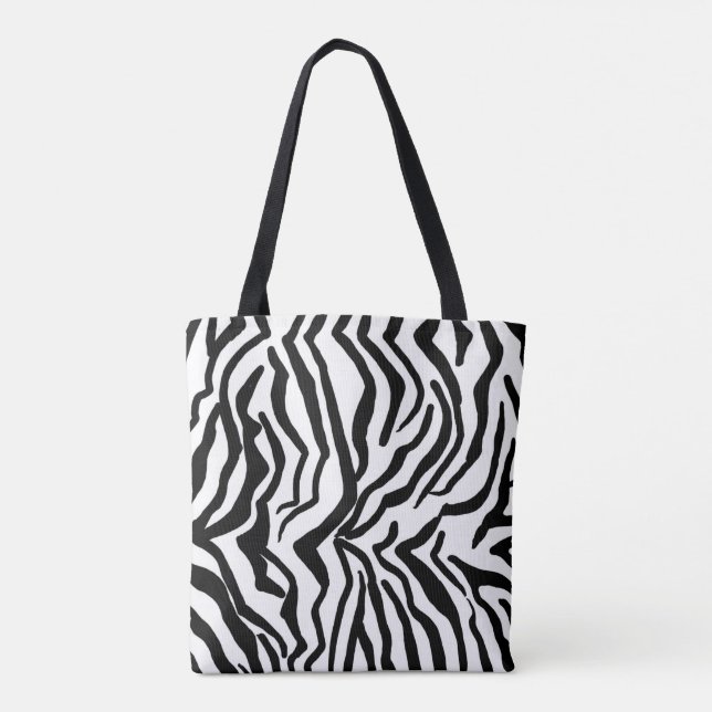 Zebra Black And White Hide Fur Pattern Tote Bag (Back)
