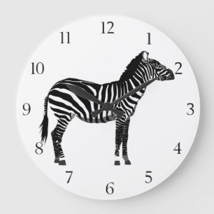 Zebra - Black and White Large Clock