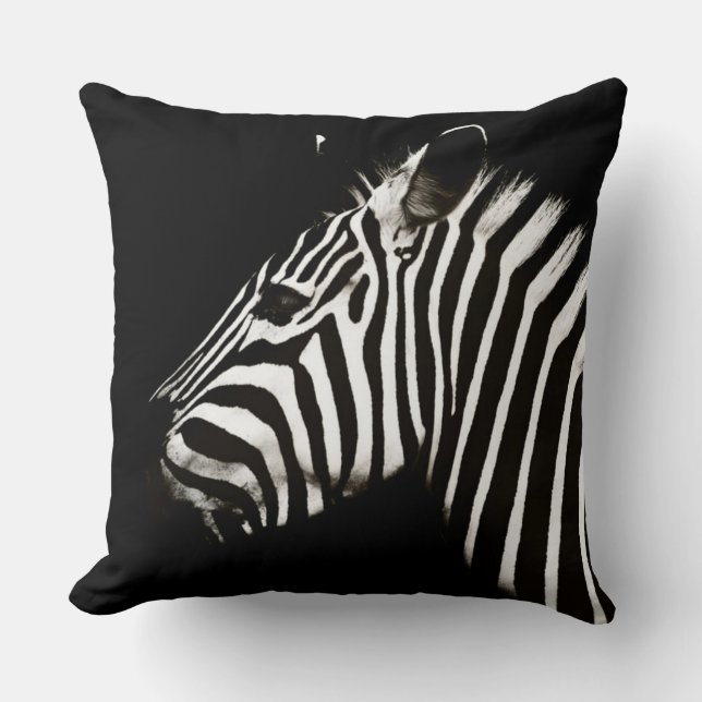 Zebra Black and White Stripes Animal Cushion (Front)