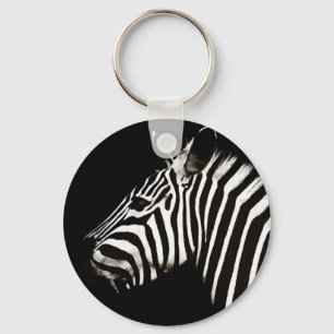 Zebra Black and White Stripes Animal Key Ring