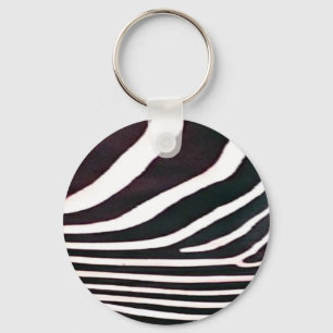 Zebra Black and White Stripes Print Key Ring