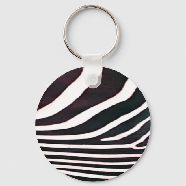 Zebra Black and White Stripes Print Key Ring (Front)