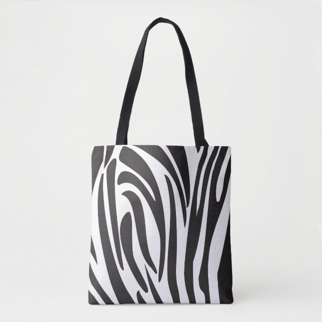 Zebra Black and White Stripes, Trendy design Tote Bag (Front)