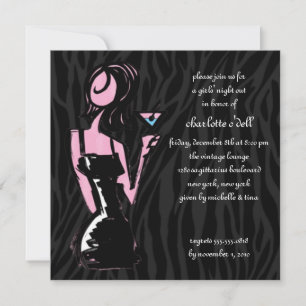 zebra black; bachelorette invitation