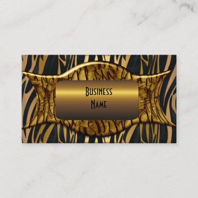 Zebra Black Gold Elegant Business Business Card (Front)