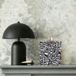 Zebra Black Hip Flask