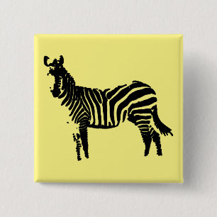 Zebra Black Silhouette Button Badge Pin