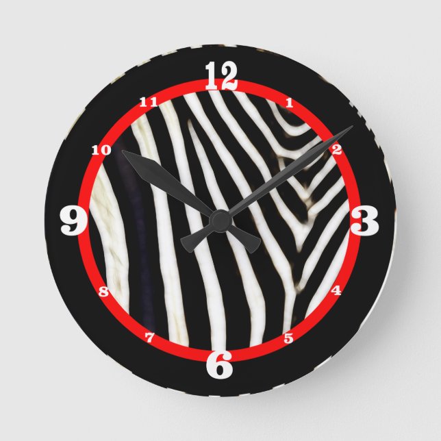 Zebra- Black & White Round Clock (Front)