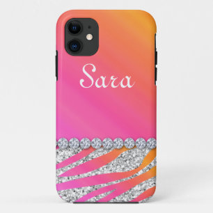 Zebra Bling iPhone 5 Case Cover Cute Orange Pink