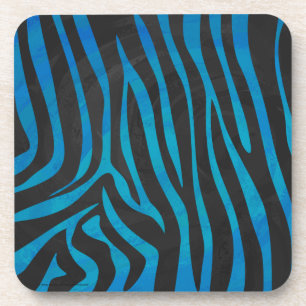 Zebra Blue and Black Print Coaster