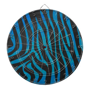 Zebra Blue and Black Print Dartboard