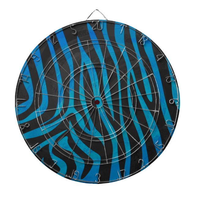 Zebra Blue and Black Print Dartboard (Front)