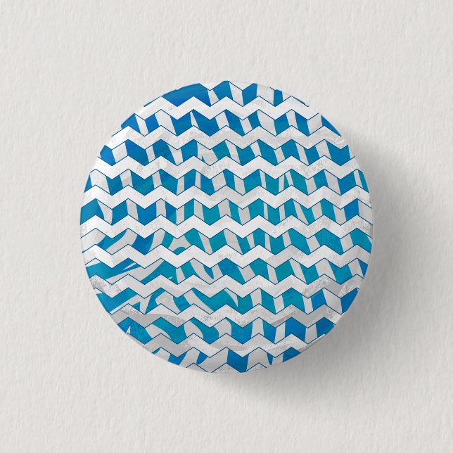 Zebra Blue and White Chevron 3 Cm Round Badge (Front)
